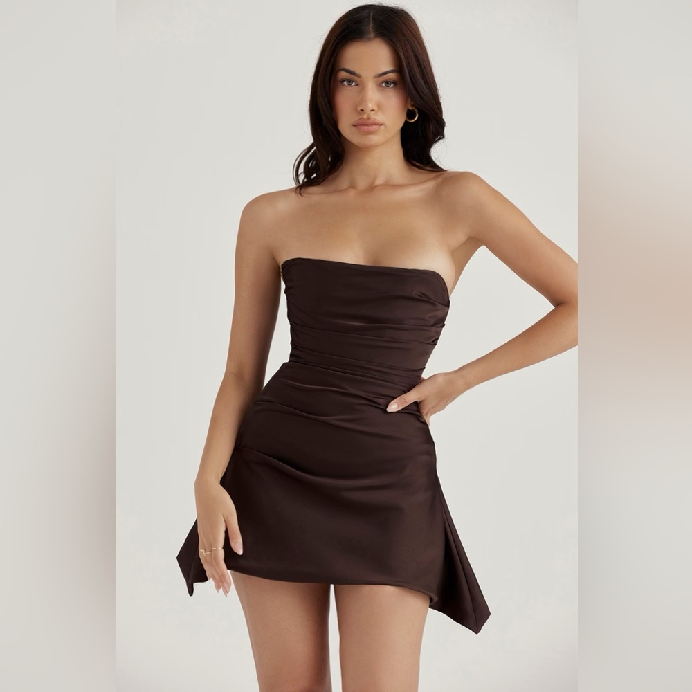 HOUSE OF CB Jasmine Strapless Satin Corset Dress